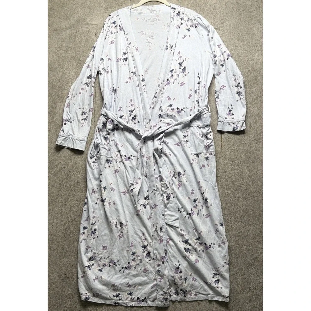 J‎ Jill Sleep Women's Floral Print Robe & Tank Lounge Set Medium Lavender